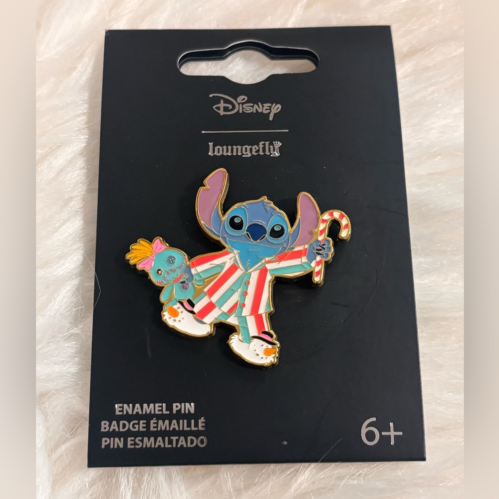 Loungefly Disney Lilo & Stitch Holiday Pajamas Stitch Enamel Pin
